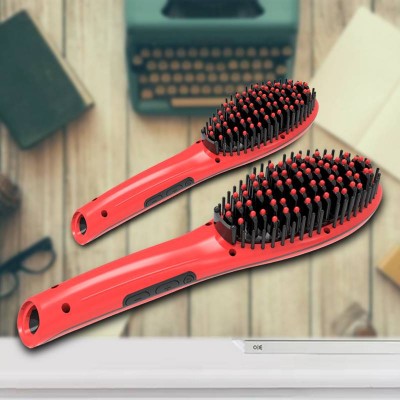 Pink electric ceramic hair dryer and volumizer hot comb straightener brush